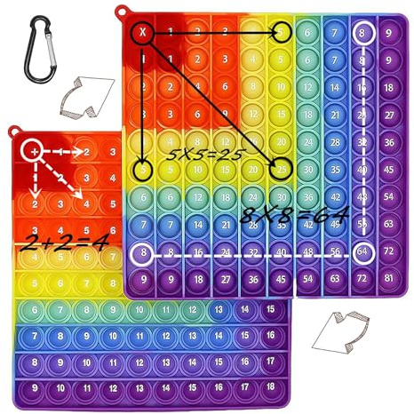 GUOYOU Pop it Fidget Toys, giocattolo sensoriale con bolle da spingere, moltiplicazione popper, silicone arcobaleno Bubble Fidget Popper, giocattolo matematico, per autismo ADHD, bambini e adulti