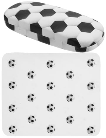 HOMOCONO Estuche Rígido para Gafas con Diseño de Fútbol para Niño Niña y Niñas Caja Protectora Portátil con Paño de Limpieza para Estudiantes y Deportistas