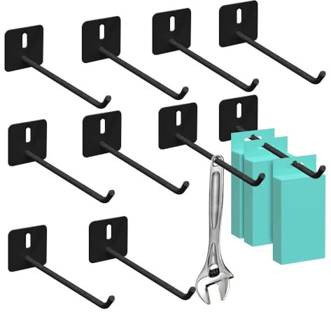 MUWINC Crochets pour Panneau Perforé Mural - 10 Pièces Panneau Perforé Mural Accessoires, pour La Salle à Outils, La Cuisine, etc.(Noirs, 60mm)