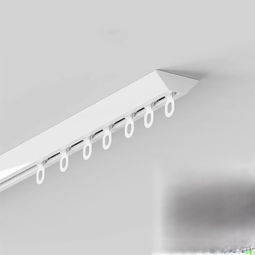 Riel de Cortina de Techo, riel de Cortina Deslizante silencioso, riel de Cortina en Forma de V for divisores de ambientes, Salas de Estar, dormitorios, fábricas y más.(White,6.9ft/210cm)
