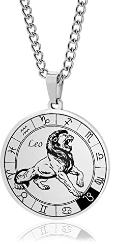 UBBVPKY Collier Vintage Tendance Avec 12 Constellations Pour Homme Et Femme Pendentif Signe Astrologique Avec Chaîne Bijou D'Anniversaire Horoscope Zodiaque
