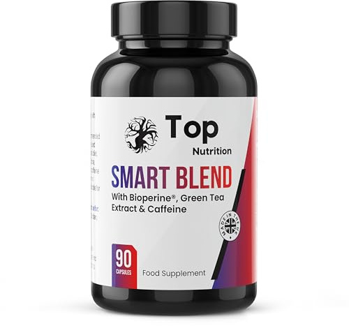 Top Nutrition Smart Blend Fat Burner - 90 Vegan Capsules with Caffeine, Green Tea, L-Carnitine & Ginger Root - Weight Management, Metabolism & Appetite Support - Made in UK