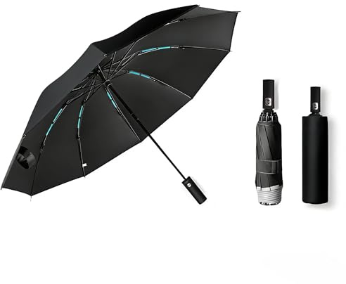 ZephaGuard Inverted Umbrella Travel Umbrella Windproof Strong, Automatic Umbrellas for wind rain, Auto Open Close, 10 Rib Durable Frame for Women Men (Black)