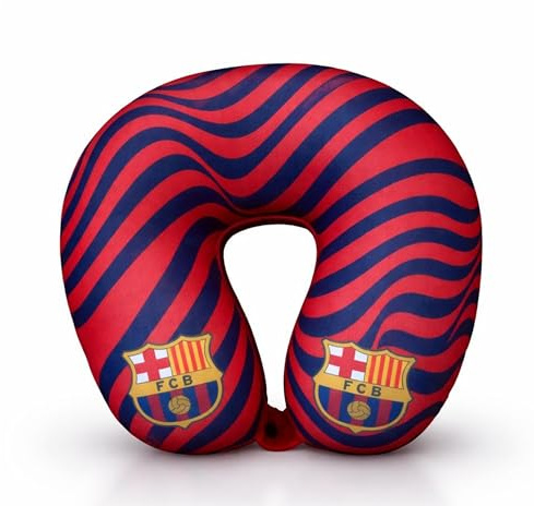 SaoTi - Ergonomisk nackkudde, U-nackkudde i mjukt tyg med Barcelona fotboll blaugrana-design, perfekt flygresor, tåg och vila hemma - 30 x 28 cm