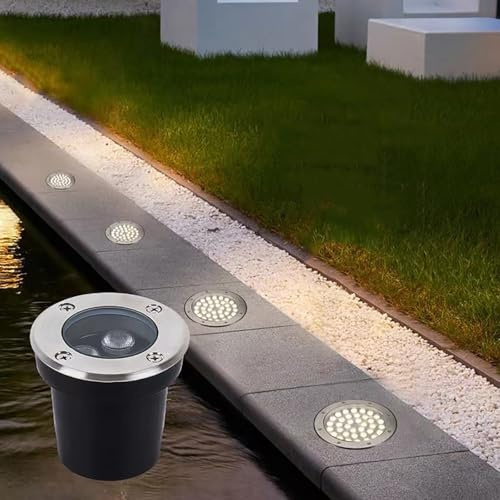 LED underjordsljus - 12V lågspänning undervattenslandskapsljus, IP68 vattentät rund inbäddad spotlight dammlampa dekorativ belysning(White,24W)