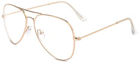 Outray Clear Lens Costume Glasses 70's Style Metal Wire Rimmed Clear Glasses Frame for Adults and Kids Gold