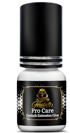 Forabeli Pegamento para extensiones de pestañas pelo a pelo extra fuerte Pro Care 5 ml | 1-2 segundos Tiempo de secado | Retención 8 semanas | Uso profesional | Adhesivo negro semipermanente