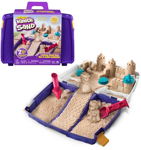 Kinetic Sand, Folding Sand Box with 2lbs Play Sand, 7 Molds & Tools, Sensory Toys for Kids Ages 3 and up