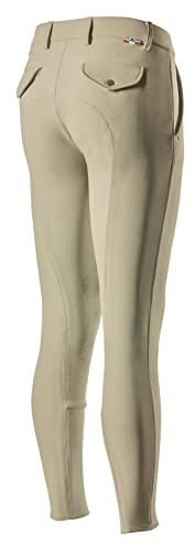 HORZE Mens Grand Prix Silicone Knee Patch Breeches for English Riding - Tan - 34