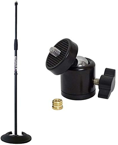 Keepdrum MS096 Pied de microphone droit + rotule adaptateur 1/4'' vers 3/8''