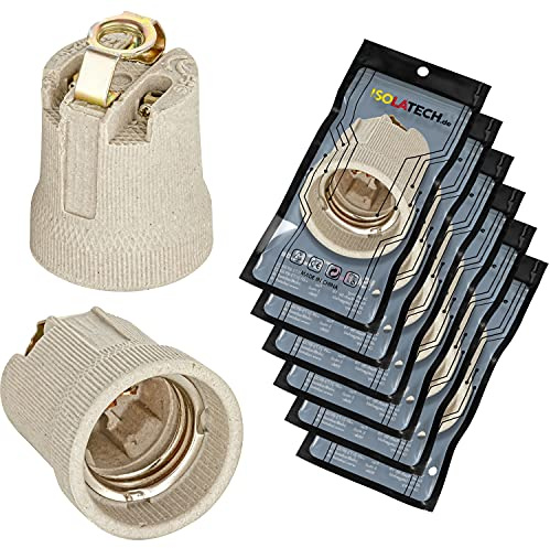 ISOLATECH 6pcs E27 presa ceramica con staffa di montaggio e M10x1 filettatura femmina LED lampadine a risparmio energetico (max.250V/4A) lampadine per casa soffitto bagno resistente al calore