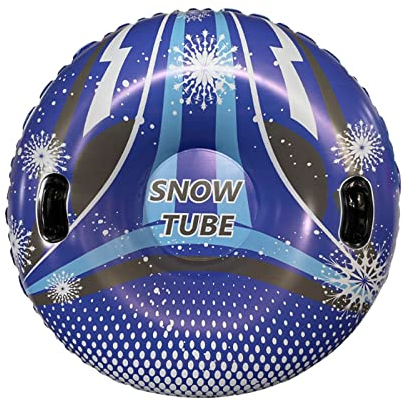 HGYJ Snowtube, aufblasbare Fadenstärke 0,5mm PVC 110cm Snowtube mit aufblasbarem Schwimmgriff, Winter Outdoor Ski für Erwachsene/Kinder,Blue,One Size