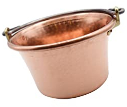 CREARTISTIC 100%Made in Italy – Kupferkessel für Polenta, Marmelade- 23cm Durchmesser - Gewölbter Griff aus Schmiedeeisen - Handgefertigt aus Kupfer - Gehämmerter Kupferverarbeitung - für 2/3 Personen