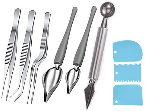 9 Pcs Cuillères à Décorer Dessert,Cuillères de Décoration de Dessin,Cuillère à Décoration Alimentaire Saupoudrer la Cuillère à Sauce Chef Crayon Gateau Décoration Outil