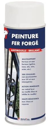 Metaltop - Peinture Fer Forge - Gris anthracite - RAL 7016 - Bombe 400 ml - Protection antirouille durable avec finition soignée pour métal extérieur
