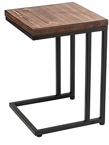 Loftie Schemel aus Holz, Sitzhocker, Hocker, Beistellhocker, Hocker, Fußablage Sitzhocker, Rückenfrei, Keine Montage erforderlich, Industrie-Design, Modern (G-Form 50 cm Höhe, Dunkelbraun)
