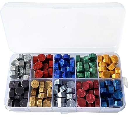 Fayemint 200 Piezas Cera de Sellado, Cuentas de Cera para Sellar, Cuentas de Cera Vintage, para Sobres, Cartas, Tarjetas, Cajas de Regalo DIY, Tarjetas de Invitación de Boda (10 Colores)