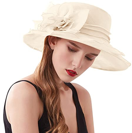 HANXIULIN Capeline Robe d'été Chapeau Large Feuille Fleur de Cérémonie Nuptiale pour Femme - Bonnet de Plage Qui Bouge