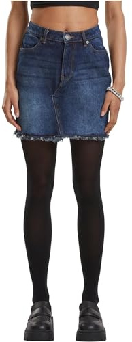 Urban Classics Damen Rock Ladies Heavy Mini Denim Skirt, Jeans Minirock, kurzer Jeansrock mit offenem Saum