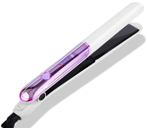 Haarglätter, Aeyytoe Glätteisen, Mini-Glätteisen, Schnellbürste der 30er Jahre, Haarglätter, 4 Temperatureinstellungen, 140 – 200 °C, Glättbürste für Haar (weiß)