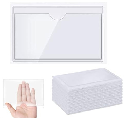 200 Stück Visitenkartentaschen Selbstklebend Transparent mit Daumenausstanzung oben, Selbstklebende Etikettenbeutel, Transparenter Kreditkartenhalter, Etiketten Karte(Size:9.5*6.2cm,Color:Transparent)