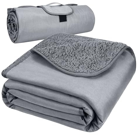 Kato Tirrinia Campingdecke Outdoor Decke Picknickdecke Reisedecke, Liebesdecke Sexdecke Outdoordecke Wasserdicht, Fleece Thermodecke Outdoor Camping Matte Ultraleicht Warme Decke 130x150, Grau