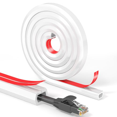 UN Cable Canaleta Cables Pared Adhesivo, Cables Pequeña de TV para Sistema,Protector de Cables de PC Autoadhesivo ysuave para Pared, 15mm (W) x 10mm (H) x 2meter (L), (2-Meter), Blanco