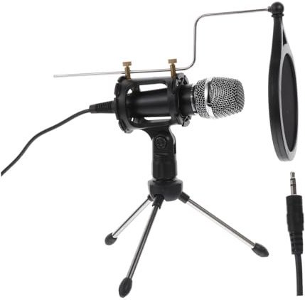 IMIKEYA Microphone avec Trépied pour Diffusion Direct Kit De Microphone à Condensateur pour Enregistrement Compatible avec Téléphone Et Ordinateur