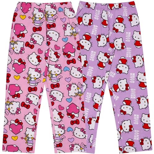 Hello Kitty Lot de 2 pantalon de détente 100% coton pour filles ou femmes, Rose