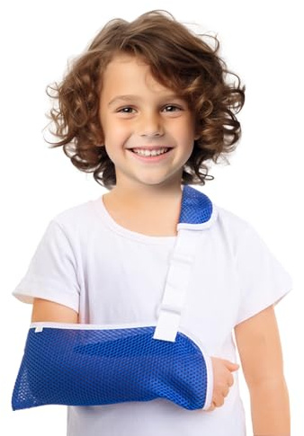 InteDesign Breathable Arm Sling for Kids, Breathable Mesh Adjustable Support Arm Sling for Children, Support Stabiliser for Arms, Wrist, Elbow, Shoulder Injuries (Blue, L)