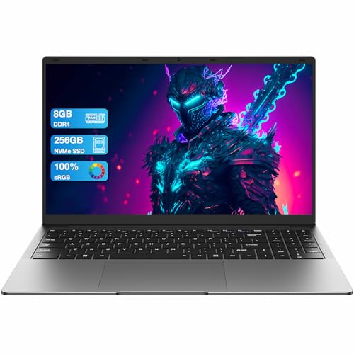 AE86 15.6 Laptop, Celeron N4000, 8GB RAM 256GB SSD, Full HD 1080P Display, Dual-Band WiFi, Mini HDMI, Lightweight Slim Silver Notebook for Business, School, Home