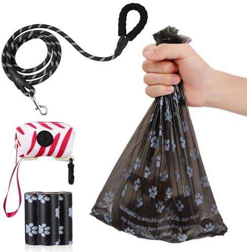TOYZFRIENDY Guinzaglio Nylon per con e Dispenser per Sacchetti Igienici Portatile Adatto Piccoli e Medi per Passeggiate e Quotidiano