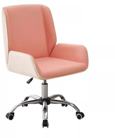 Justerbar skrivbordsstol Ergonomiskt ryggstöd Hemdatorstol Läder Vadderade fåtöljer med svängbara hjul, Besöksstolar for konferensrum(Pink A)