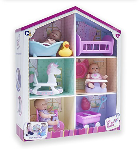 JC Toys- 3 Muñecas Lots to Love Babies de 13 cm de Vinilo Suave, 6 Accesorios y Caja Reutilizable, Ideal para Jugar, diseñado por Berenguer, +2 años
