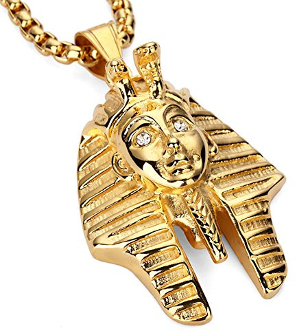 JAJAFOOK Egyptian Jewelry Pharaoh King Pendant Gold Chain Men Necklace