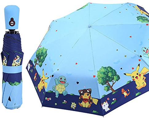 Rosavida Parapluie pliable pour enfants, ouverture automatique, dessin animé, protection UV, parapluie de voyage compact coupe-vent pour filles, garçons, femmes, Bleu ciel., Unique size