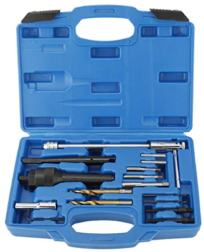 FreeTec 16PCS Glow Plug Removal Tool, 8 mm 10 mm Damaged Glow Plug Extractor Kit, Diesel GlowPlug Remover Thread Repair Tool Set for Cylinder Heads