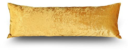 Adam Home Premium Crushed Velvet Hollowfiber Filled Bolster Pillow Non-Allergenic Orthopedic Long Pillow for Side Sleeper, Back, Neck, Maternity Support Pregnancy Pillow Mustard (Super King 6FT)