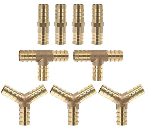 TEHAUX 1 Satz Barb-schlaucharmaturen Gerade Kupplung Y-Form T-Kupplung Schlauchanschlüsse Schlauchkupplung Crimpen Y-förmiger Koppler Adapter Crimpanschluss Pex Messing Direkte