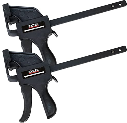 Excel 150mm Ratchet Bar Clamp Set - 70mm X 150mm Ratchet Bar Clamp Set - Quick Release and One-Handed Clamp - Ideal for Woodworking and DIY Projects, 2-Pack