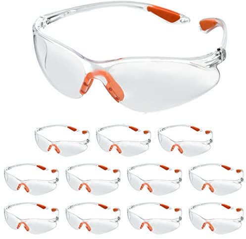 HOMTOO Safety Glasses Pack of 12, Clear Safety Goggles, Safety Protection Glasses, Protective Eyewear, Anti Fog Dust Scratch Safety Glasses, Security Glasses