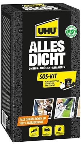 UHU Aqua étanche kit complet - Revêtement à base de caoutchouc pour étanchéifier, protéger et réparer, toutes surfaces, intérieur et extérieur, Pot de 750ml