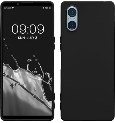 kwmobile Hülle kompatibel mit Sony Xperia 5 V Hülle - weiches TPU Silikon Case - Cover geeignet für kabelloses Laden - Schwarz