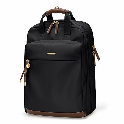 GOLF QUALITY ryggsäck damer laptop ryggsäck skolryggsäck stor resa 15,6 tum notebooks ryggsäck reseryggsäck dagpack för semester affärer arbete resor weekend svart aprikos