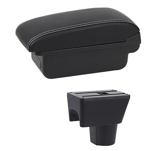 Car Armrest Box Armrest Box For Renault For Dacia For Duster 2 2010 2011 2012 2013 2014 2015 2016 2017 2018 2019 Leather Arm Rest Center Console Storage USB Accessory (Size : B1 White Line)