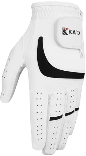 Katx Men's Full Finger Golf Glove Durable Premium Leather Left Hand Right All Weather Spann Glove Stratus Tech Golf Glove Non Slip Flexible Golfing