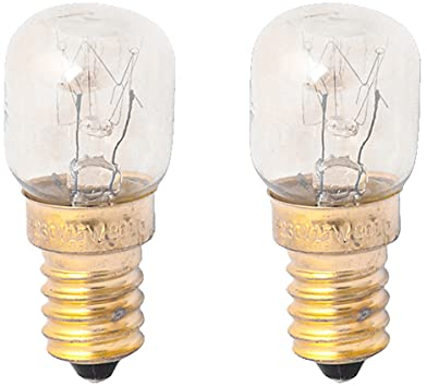 LEDLUX 2 PCS Lampadine Da Forno e Microonde, E14 15W 230V 80 Lumen 2800K, Resistente Alta Temperatura Fino a 300 Gradi (ST25 ⌀25mm)