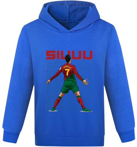 Sudadera con capucha unisex para niños con el número 7 de fútbol americano, azul, 7-8 años