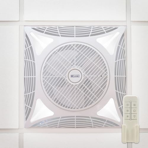 M Ledme - Ventilador de Techo Armstrong Square 68W con luz Led Blanca Fría (6000k), Empotrado, 1172LM, Control remoto, Motor AC, Silencioso, 3 velocidades, ideal para oficinas. LM8087