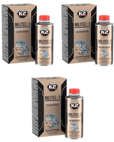 K2 Aditivo de Aceite de Motor Tratamiento Antifricción Pack de 3, Protector de Cerámica, Aceite Sintético, Reductor de Fricción - MILITEC 1 T380 250ml